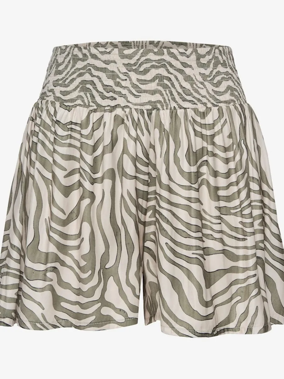 Short d'été léger à large ceinture smockée et motif zèbre