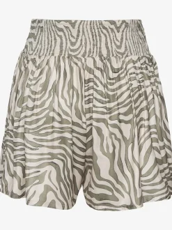 Short d'été léger à large ceinture smockée et motif zèbre