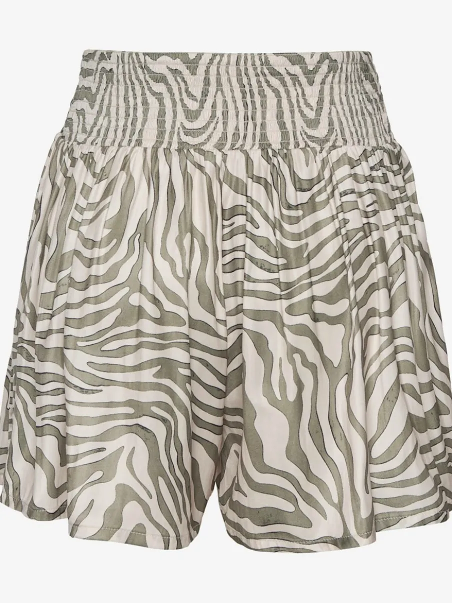 Short d'été léger à large ceinture smockée et motif zèbre