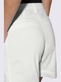 Short en coton extensible à taille légèrement haute avec poches décoratives et jambes larges
