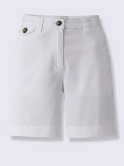 Short en coton extensible à taille légèrement haute avec poches décoratives et jambes larges