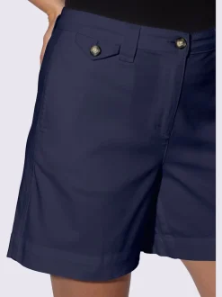 Short en coton extensible à taille légèrement haute avec poches décoratives et jambes larges