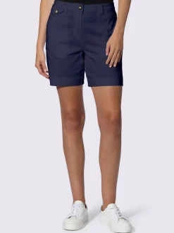Short en coton extensible à taille légèrement haute avec poches décoratives et jambes larges