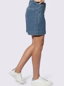 Short en coton extensible à taille légèrement haute avec poches décoratives et jambes larges