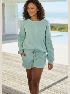 Short en coton molletonné avec poches latérales et ceinture élastique