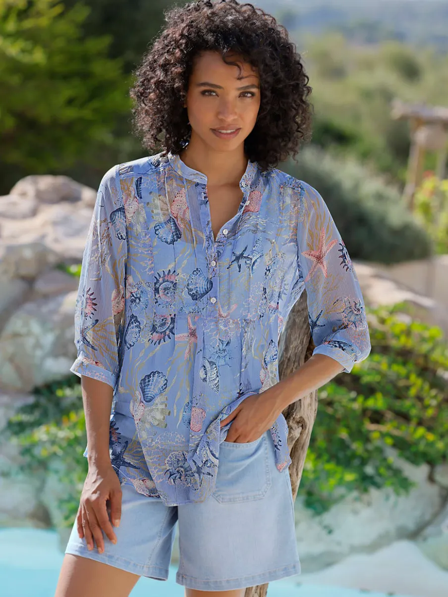 Short en jean avec ceinture gainante et poches plaquées