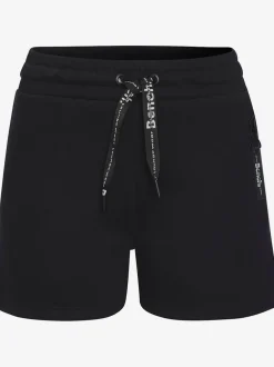 Short en matière sweat avec poches latérales zippées et ceinture élastique