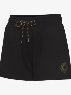 Short en matière sweat avec ruban à coulisse et poches fendues