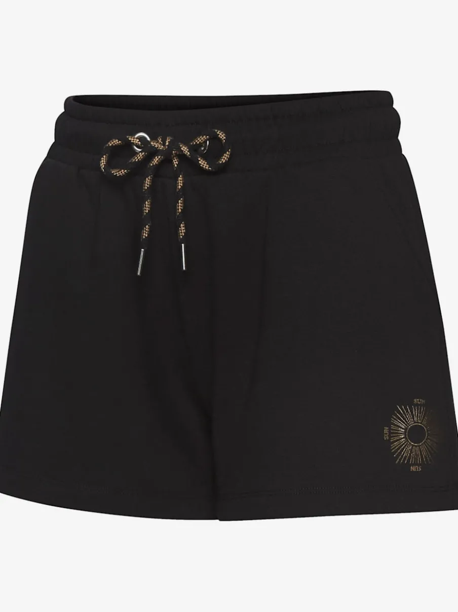 Short en matière sweat avec ruban à coulisse et poches fendues