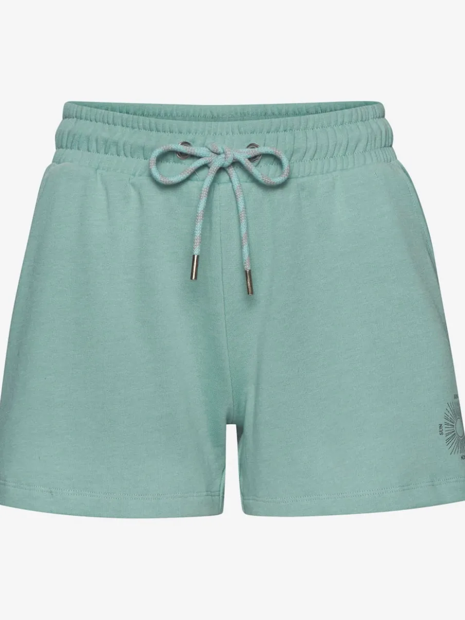 Short en matière sweat avec ruban à coulisse et poches fendues