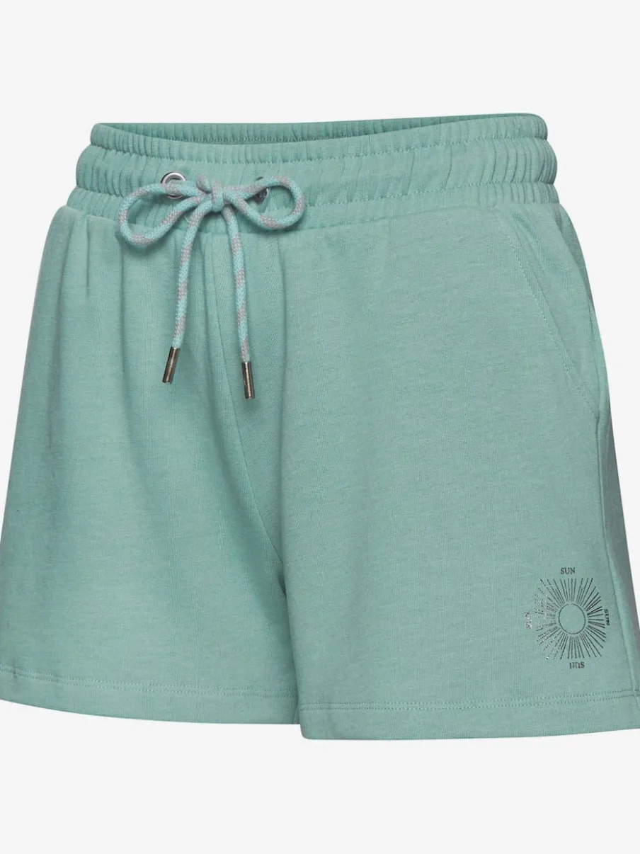 Short en matière sweat avec ruban à coulisse et poches fendues