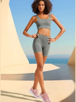 Short sans coutures moulant avec structure côtelée douce