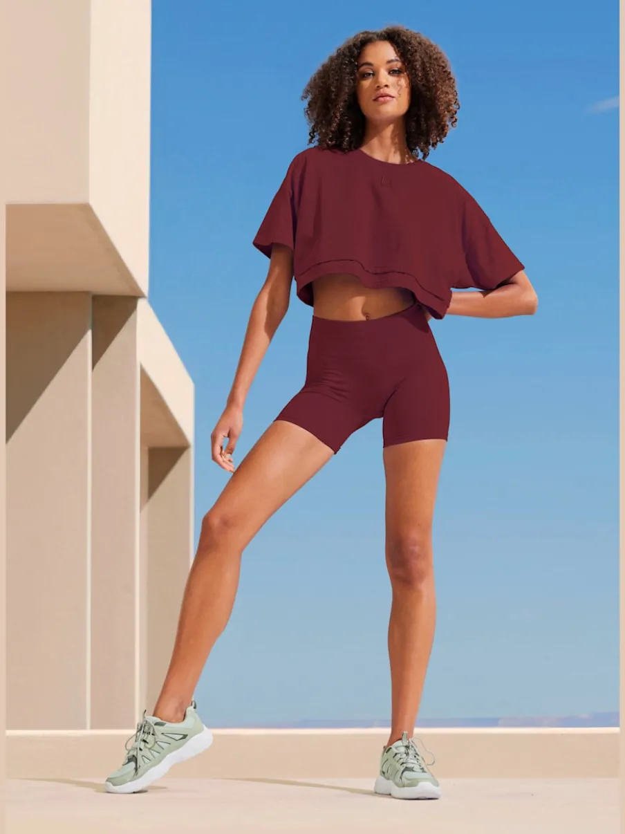 Short sans coutures moulant avec structure côtelée douce