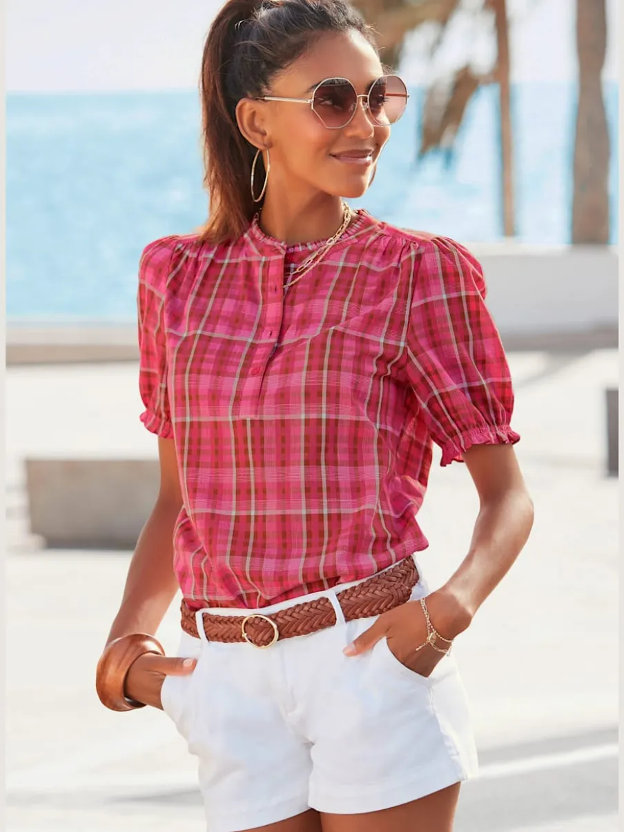 Shorts avec pinces en coton avec poches latérales et dos