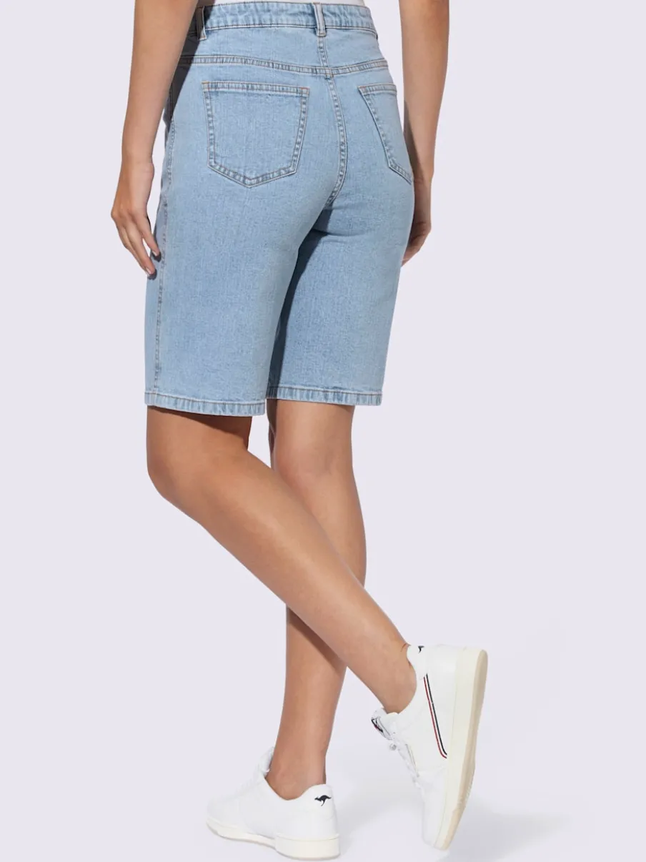Shorts en jean à cinq poches taille haute coton