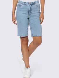Shorts en jean à cinq poches taille haute coton