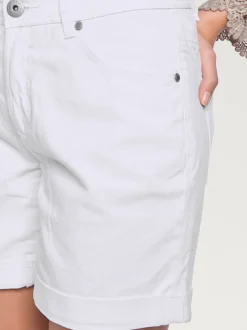 Shorts en jean coupe droite à revers matière extensible