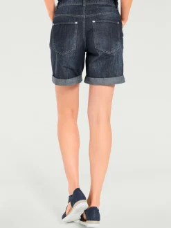 Shorts en jean coupe droite à revers matière extensible