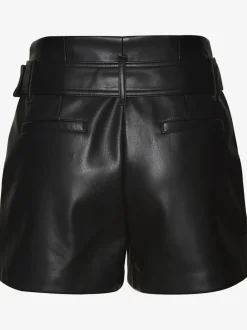 Shorts en synthétique lisse avec ceinture à plis et poches