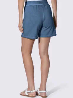Short sweat à taille haute avec poches et broderie