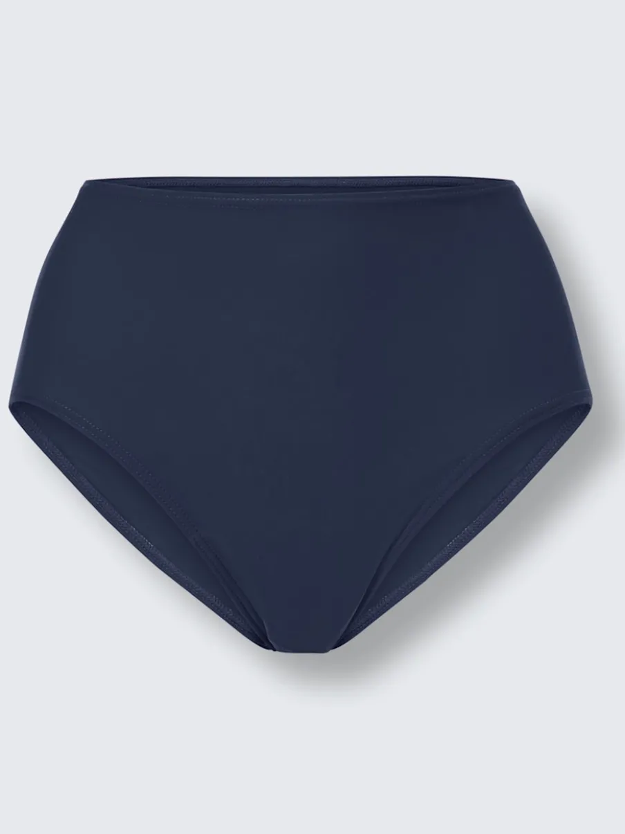 Slip bikini uni avec détails en dentelle et bretelles ajustables