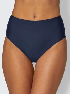 Slip bikini uni avec détails en dentelle et bretelles ajustables