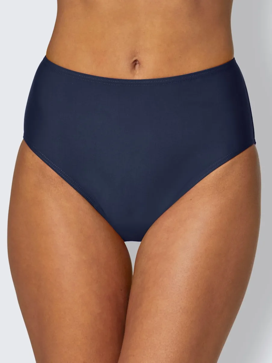 Slip bikini uni avec détails en dentelle et bretelles ajustables