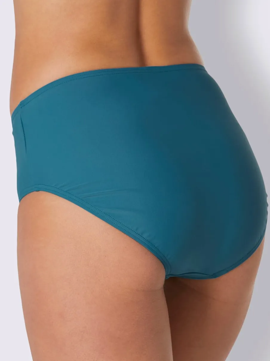 Slip bikini uni avec détails en dentelle et bretelles ajustables