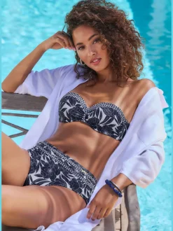 Slip de bain taille haute avec imprimé floral en matériaux recyclés