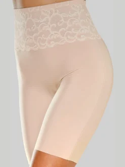 Slips modelants panty long féminin et modelant avec large ceinture en dentelle