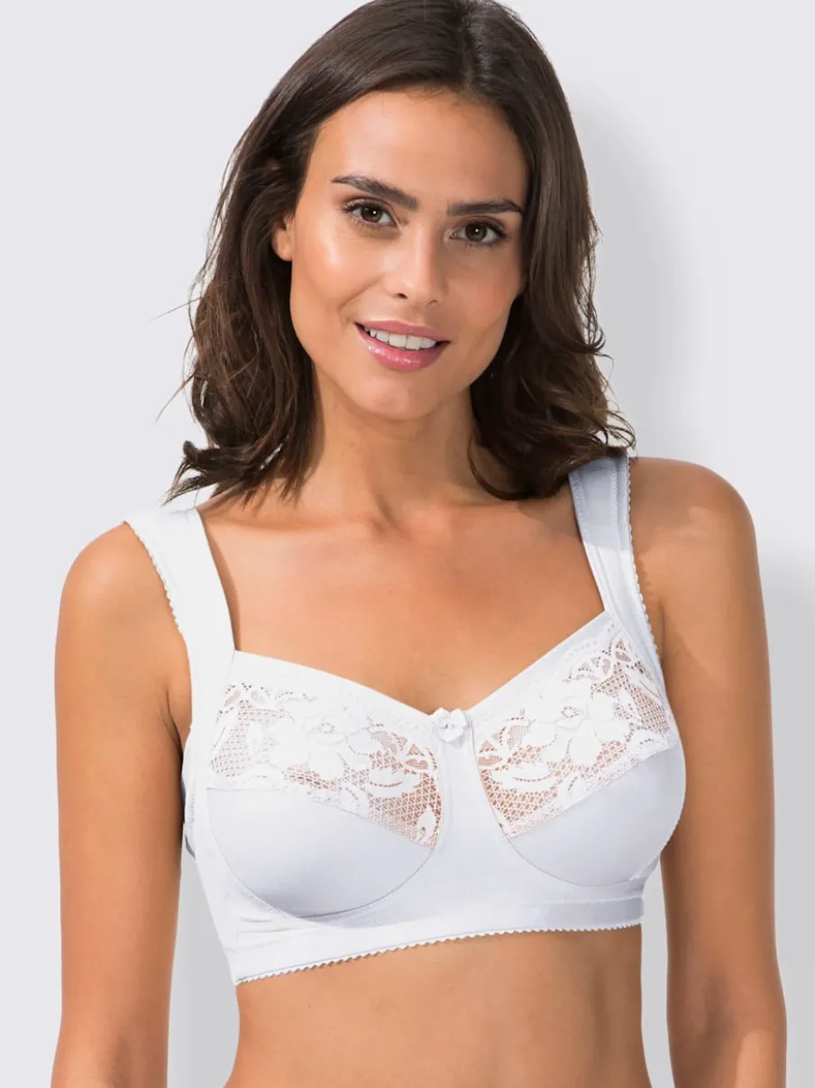 Soutien-gorge large Miss Mary en coton doux avec bonnets en dentelle élastique
