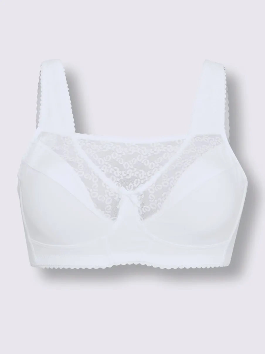 Soutien-gorge large sans armatures avec empiècement dentelle et bretelles rembourrées