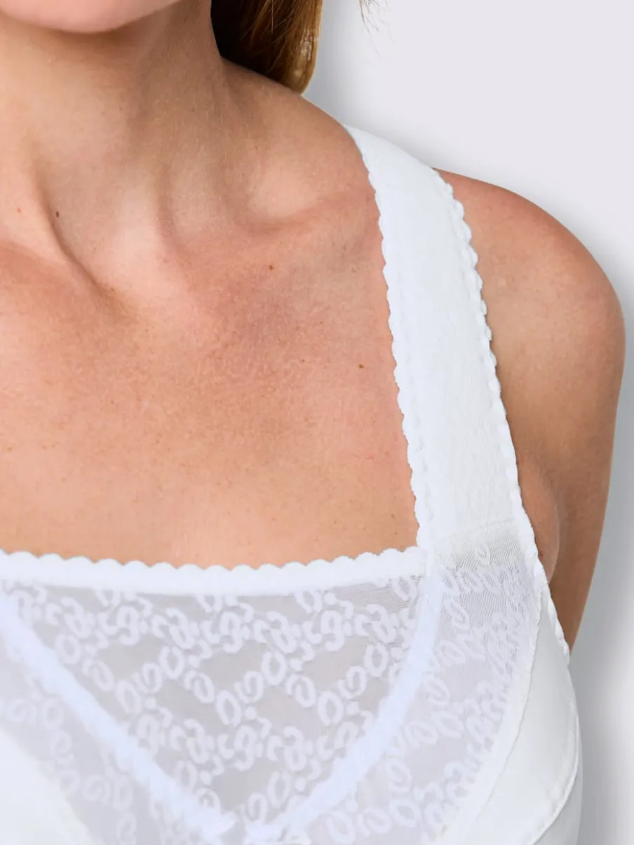 Soutien-gorge large sans armatures avec empiècement dentelle et bretelles rembourrées