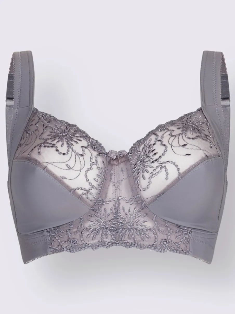 Soutien-gorge sans armatures avec tulle brodé et bretelles larges