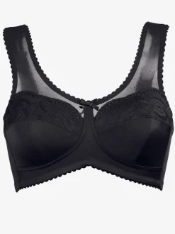Soutien-gorge sans armatures à bonnets trois parties avec tulle et larges bretelles réglables
