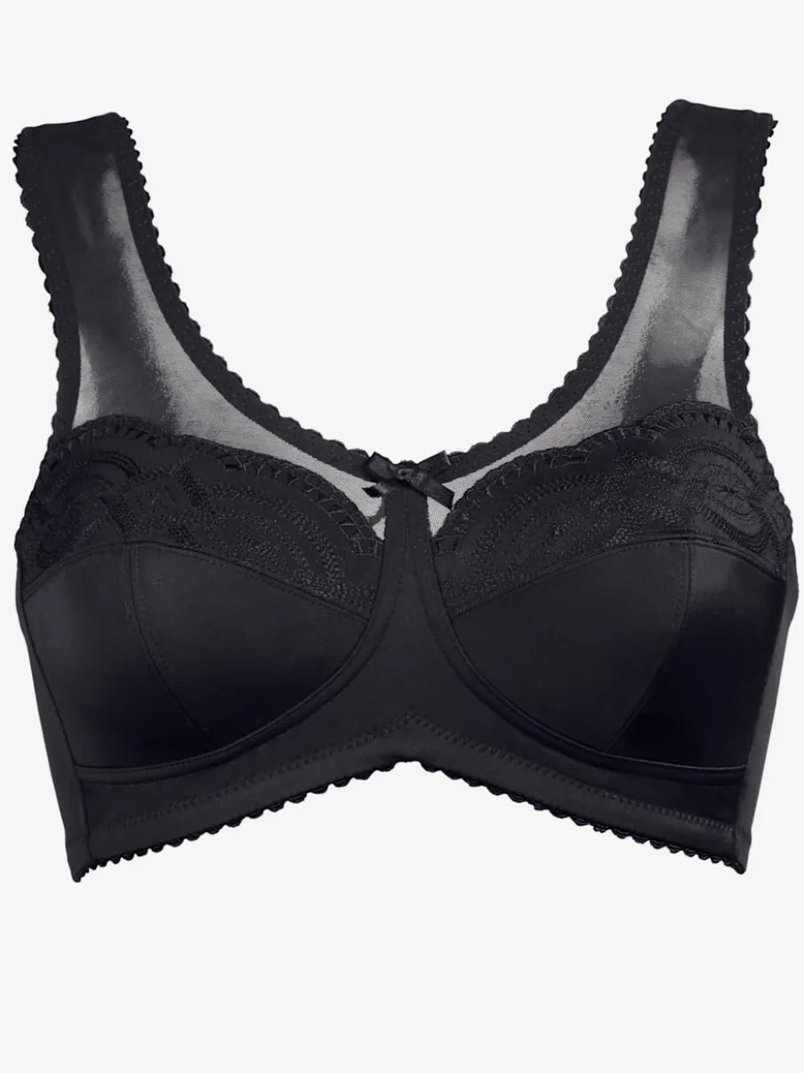 Soutien-gorge sans armatures à bonnets trois parties avec tulle et larges bretelles réglables