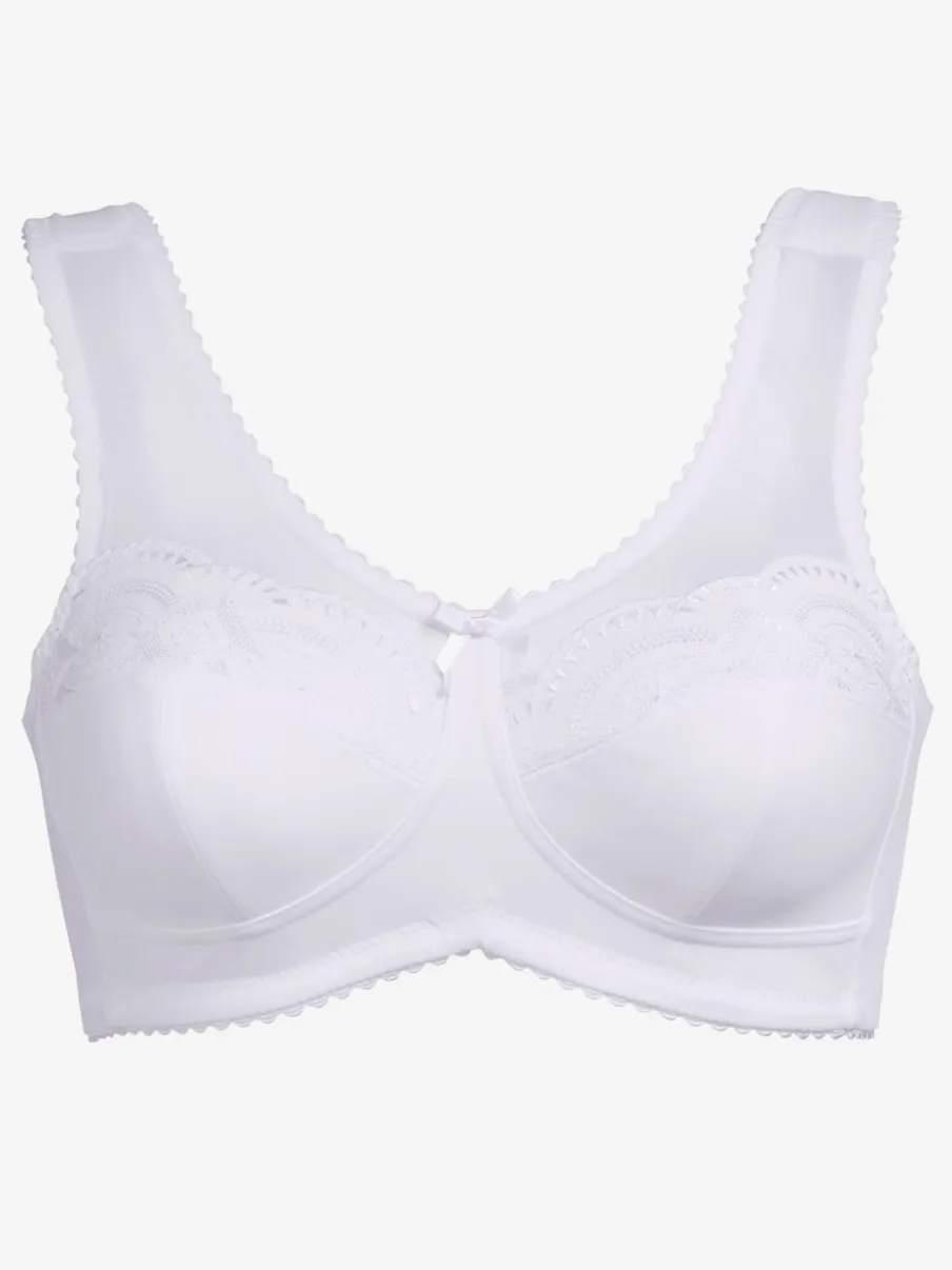 Soutien-gorge sans armatures à bonnets trois parties avec tulle et larges bretelles réglables