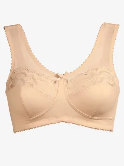 Soutien-gorge sans armatures à bonnets trois parties avec tulle et larges bretelles réglables