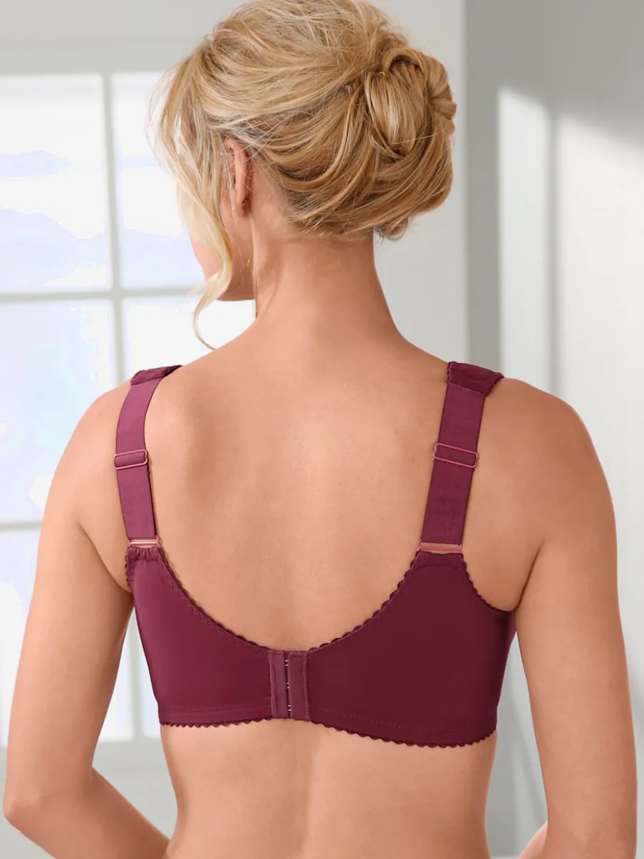 Soutien-gorge sans armatures à bonnets trois parties avec tulle et larges bretelles réglables