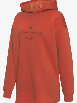 Sweat à capuche avec bords-côtes aux manches et coton doux