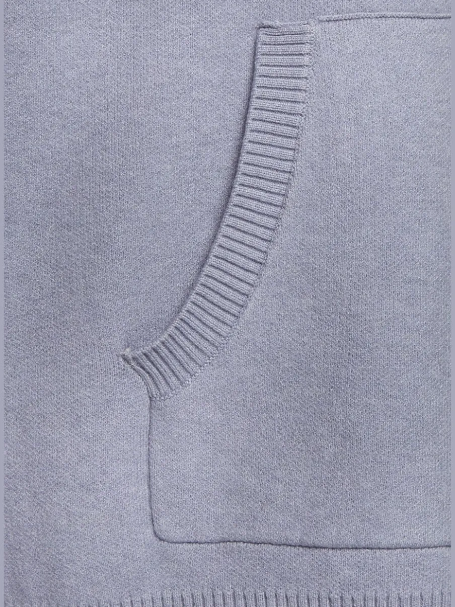 Sweat à capuche en tricot doux avec manches longues et logo tricoté