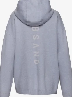 Sweat à capuche en tricot doux avec manches longues et logo tricoté