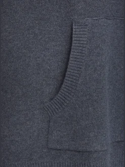 Sweat à capuche en tricot doux avec manches longues et logo tricoté