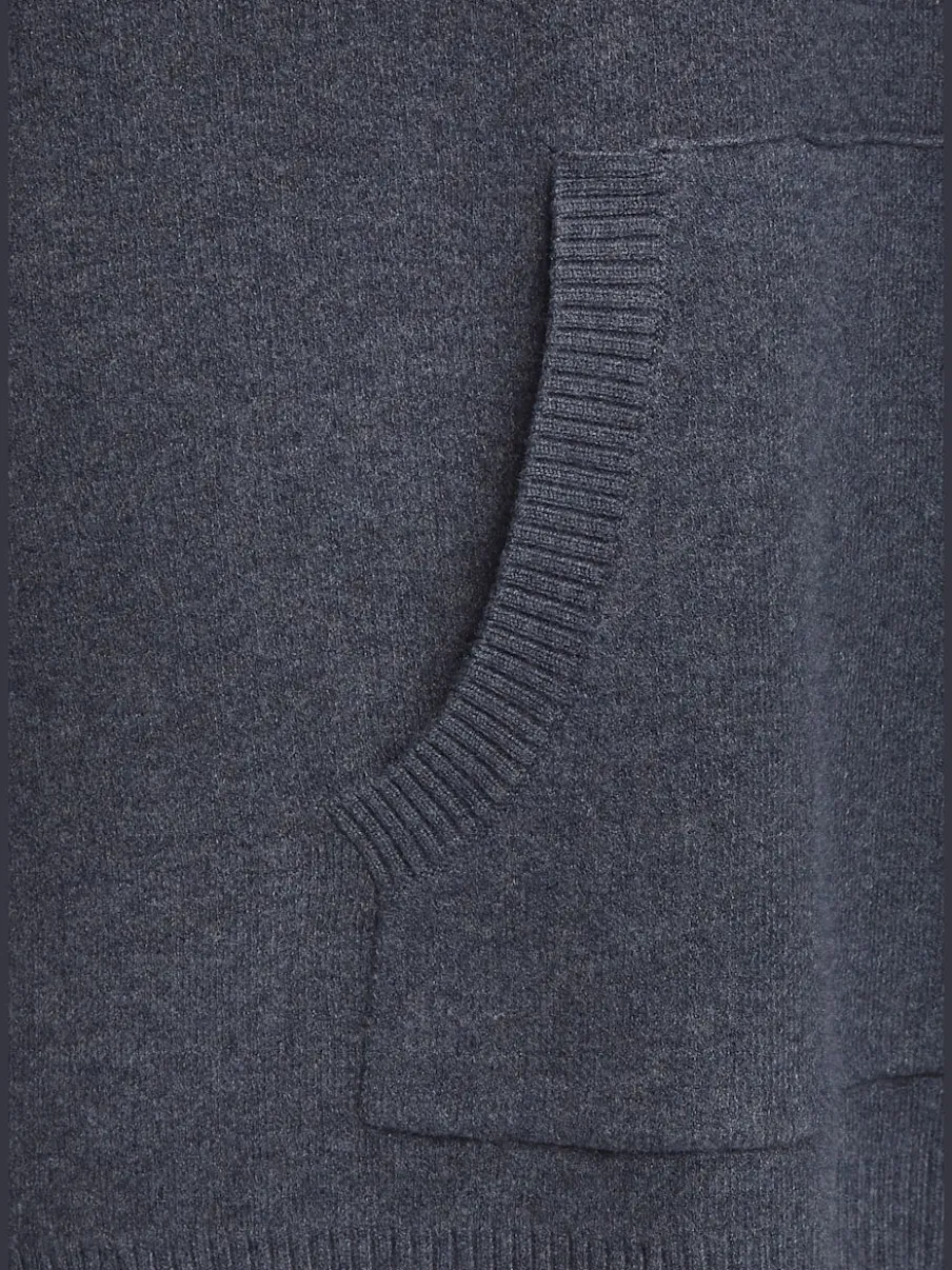 Sweat à capuche en tricot doux avec manches longues et logo tricoté