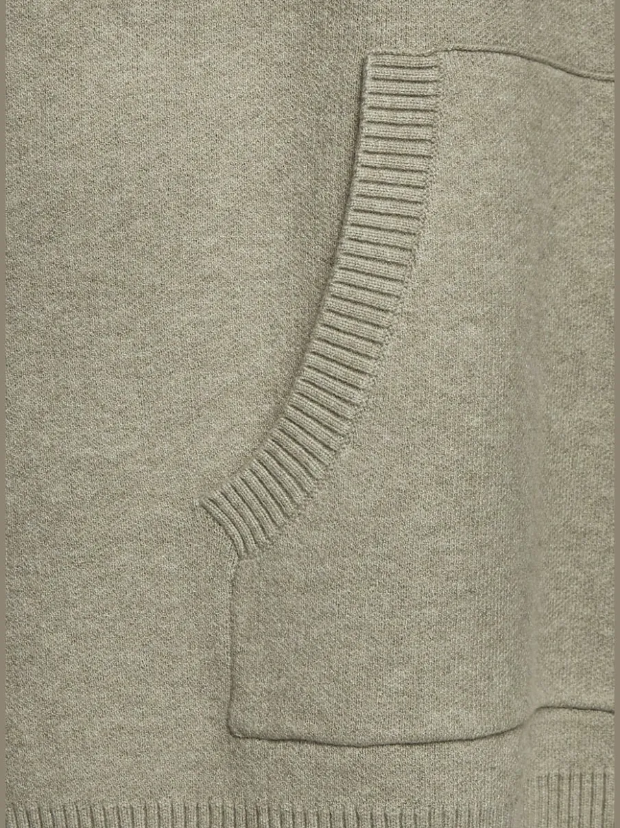 Sweat à capuche en tricot doux avec manches longues et logo tricoté