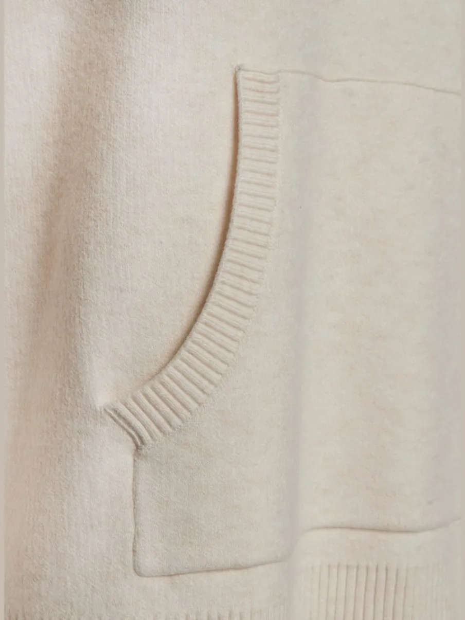 Sweat à capuche en tricot doux avec manches longues et logo tricoté
