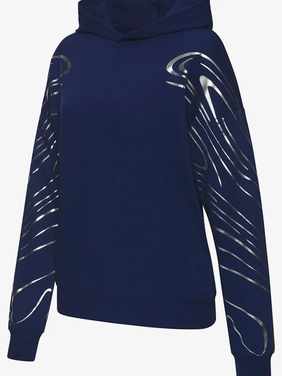 Sweat à capuche à motif abstrait avec bords-côtes doux