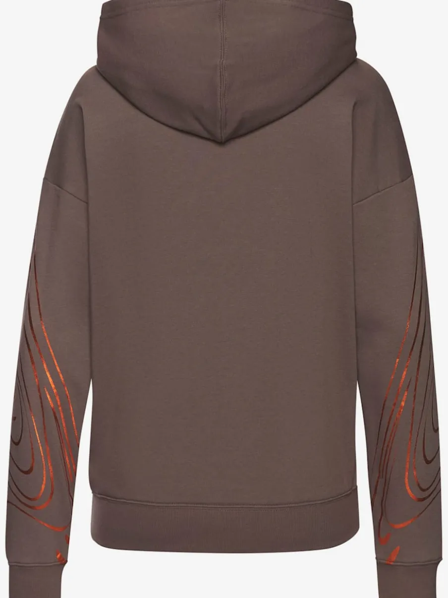 Sweat à capuche à motif abstrait avec bords-côtes doux