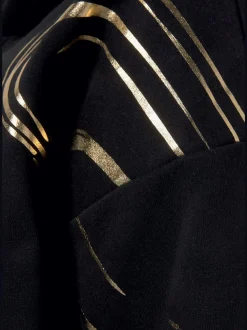 Sweat à capuche à motif abstrait avec bords-côtes doux