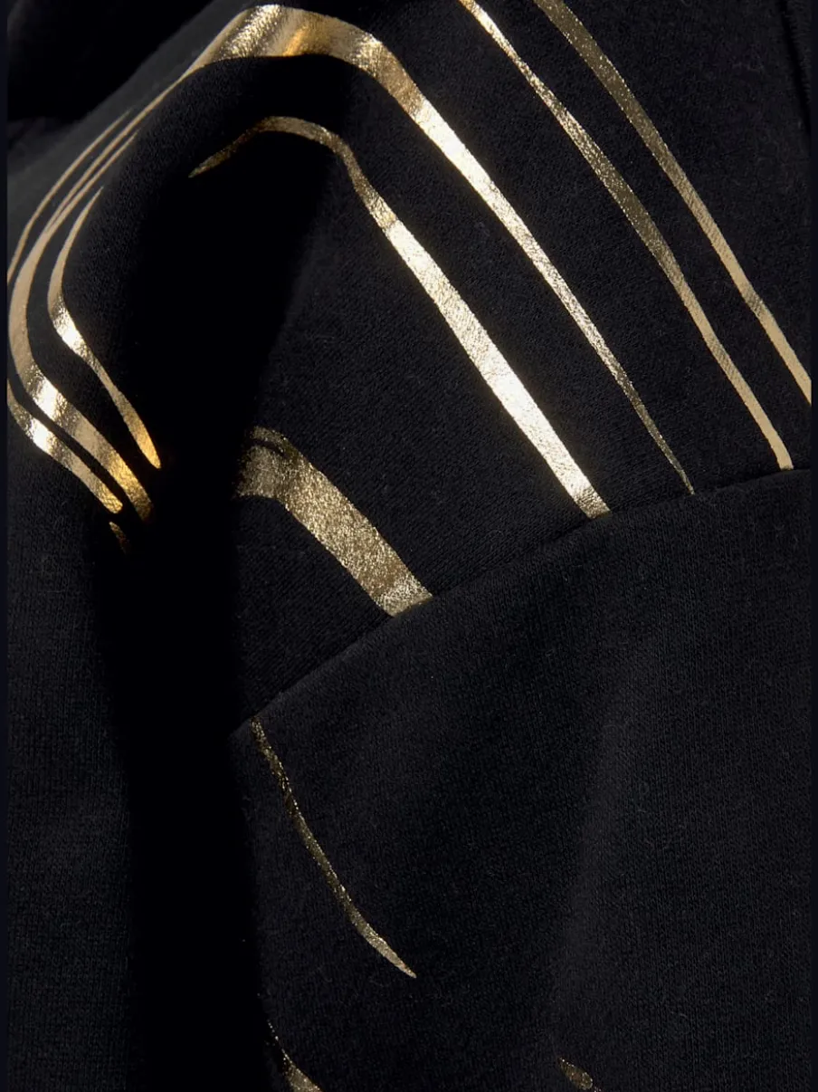 Sweat à capuche à motif abstrait avec bords-côtes doux
